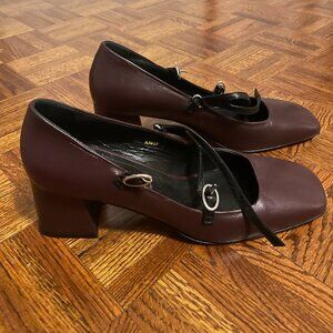 Napoleoni Burgundy Leather Kitten Heels